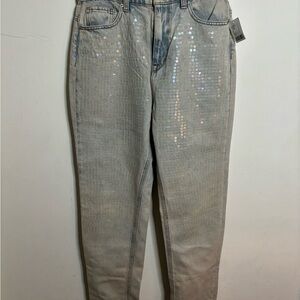 BDG NWT Sequin Cuffed Mom Highrise Jeans